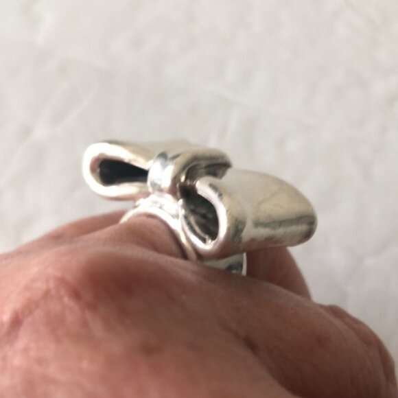 E&L Israel Sterling Silver Electroform Bow Ring Sz.6-6.5 - Picture 15 of 16